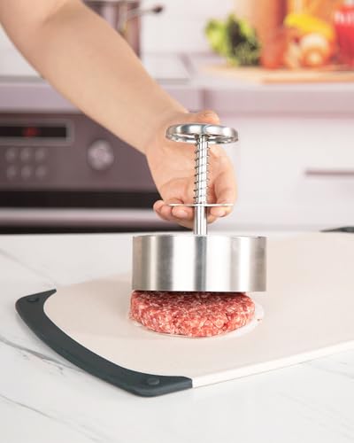 Brigii 304 Stainless Steel Burger Press 45 Hamburger Patty Maker Heavy Duty Stainless Steel Burger Press for Ground Beef Burgers Dishwasher Safe - Image 3