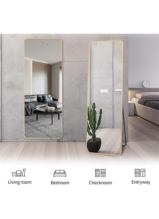 Arabest Full Length Mirror 150X40Cm, Floor Mirrors With Aluminum Alloy Frame Free-Standing Leaning Large Bedroom Dressing Mirror, Full Body Mirror With Stand For Living Room,Bedroom, Gold  - Image 5