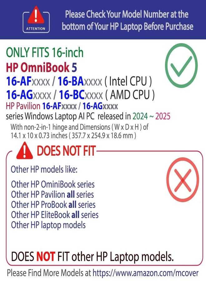 mCover Compatible with HP OmniBook 5 16-AF 16-AF 16-AF 16-AG 16-BAxxxx 16-BCxxxx and Pavilion 16-AF 16-AF 16-AF 16-AG0000 Series Windows AI Notebook PC (NOT for other HP models) Blue - Image 3