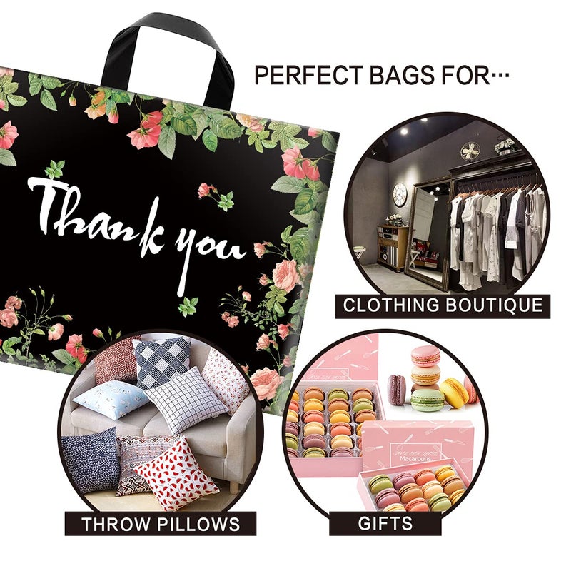 MoloTAR Thank You Bags, 50 Pack Extra Thick 12"x15" Reusable Shopping Bags for Boutique, Plastic Retail Gift Merchandise - Image 4