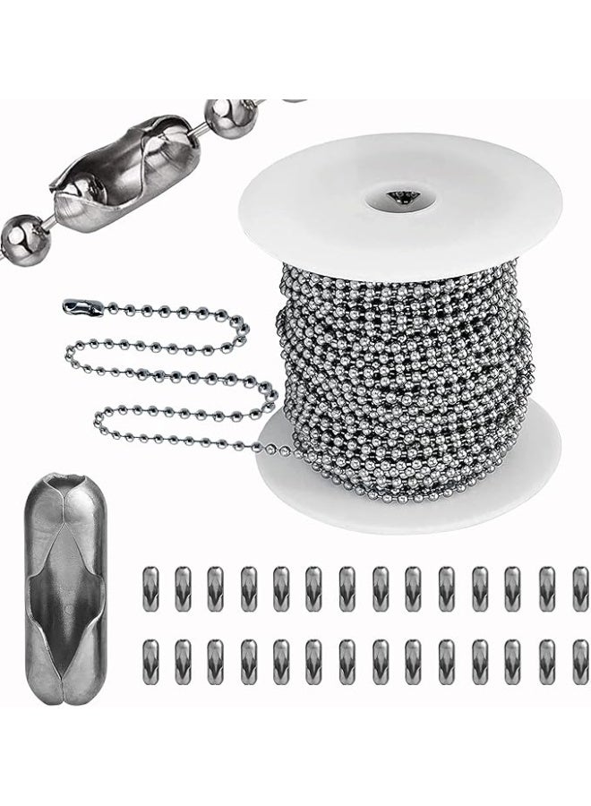 سلسلة كريات معدنية 55 قدمًا مع 100 قطعة مشبك - لصنع المجوهرات أو تعليق بطاقات الحيوانات الأليفة - Image 1