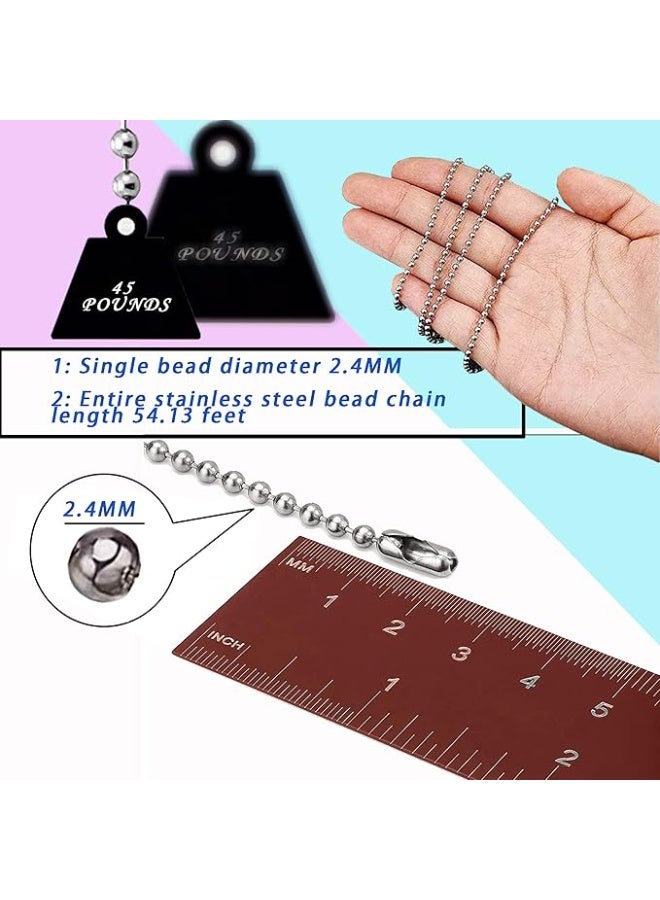 سلسلة كريات معدنية 55 قدمًا مع 100 قطعة مشبك - لصنع المجوهرات أو تعليق بطاقات الحيوانات الأليفة - Image 2