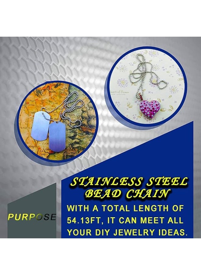 سلسلة كريات معدنية 55 قدمًا مع 100 قطعة مشبك - لصنع المجوهرات أو تعليق بطاقات الحيوانات الأليفة - Image 3