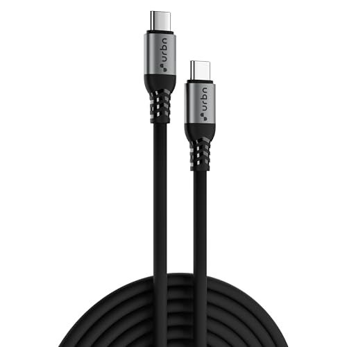 URBN Flex Cord 240W 5Amps Hyper Fast Charging Cable | Type C to C | Supports Apple Car Play & Android Auto| Super Fast Charging and Data Transfer | Silicon Coated 1.2 Meter | 2 Years Warranty (Black) - Image 1