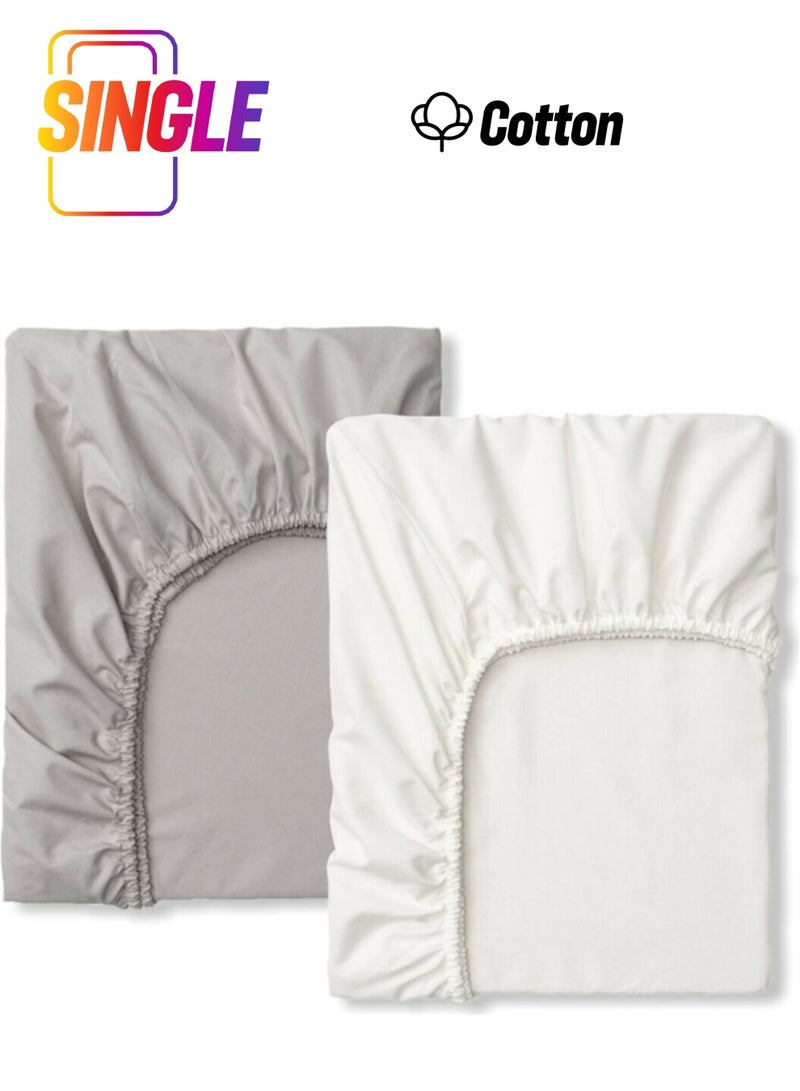 Baby Special Cotton Baby and Kids Fitted Sheet White and Gray 60X160 (2 Pieces)