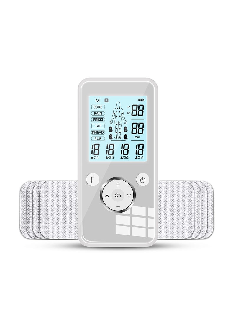 جهاز تدليك نبضي إلكتروني رباعي القنوات من TENS KTR-2652، جهاز تحفيز العضلات، جهاز العلاج الطبيعي EMS، لتخفيف آلام المفاصل في الجسم، جهاز العلاج الرقمي Tene - Image 1