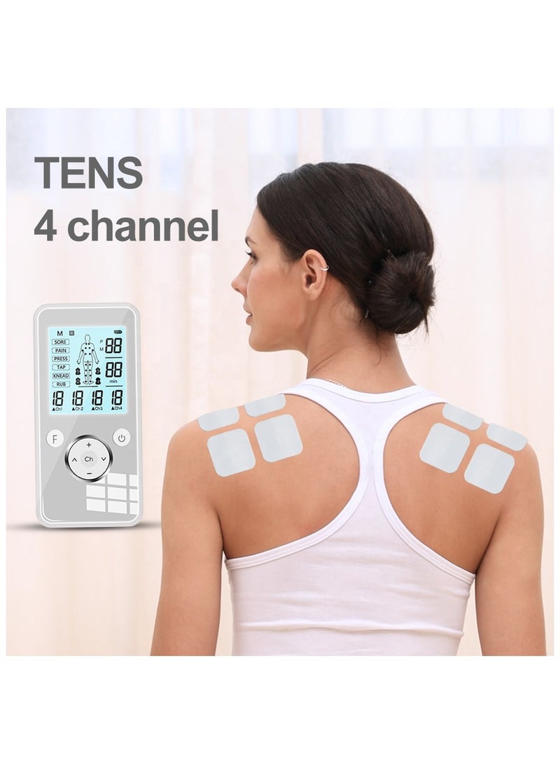 جهاز تدليك نبضي إلكتروني رباعي القنوات من TENS KTR-2652، جهاز تحفيز العضلات، جهاز العلاج الطبيعي EMS، لتخفيف آلام المفاصل في الجسم، جهاز العلاج الرقمي Tene - Image 2