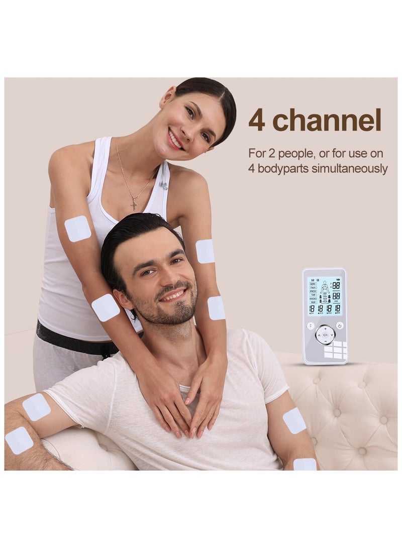جهاز تدليك نبضي إلكتروني رباعي القنوات من TENS KTR-2652، جهاز تحفيز العضلات، جهاز العلاج الطبيعي EMS، لتخفيف آلام المفاصل في الجسم، جهاز العلاج الرقمي Tene - Image 3
