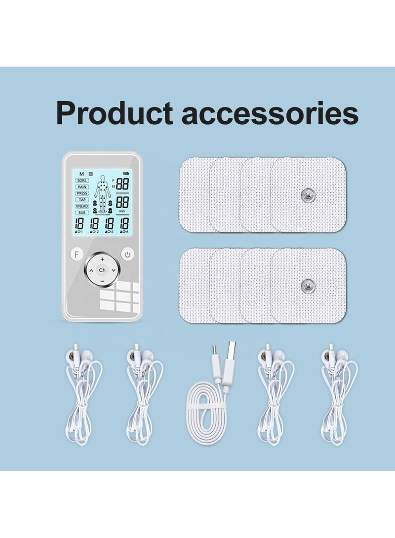 جهاز تدليك نبضي إلكتروني رباعي القنوات من TENS KTR-2652، جهاز تحفيز العضلات، جهاز العلاج الطبيعي EMS، لتخفيف آلام المفاصل في الجسم، جهاز العلاج الرقمي Tene - Image 4