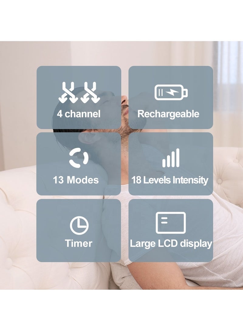 جهاز تدليك نبضي إلكتروني رباعي القنوات من TENS KTR-2652، جهاز تحفيز العضلات، جهاز العلاج الطبيعي EMS، لتخفيف آلام المفاصل في الجسم، جهاز العلاج الرقمي Tene - Image 5