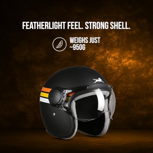 TVS Downtown Open Face Helmet � Stylish &Safe Half Face Helmet for Riders | ISI & DOT Certified | Premium Protection for Men & Women | Comfortable, Durable & Lightweight Design with Visor(Black V2/XL) - Image 5