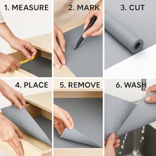 AERYS Food Grade Washable Anti Slip Mat/Sheet Waterproof, Washable Shelf Liner Roll Sheet for Kitchen, Bathroom, Drawers, Cabinets, Fridge & Table Mat (1, 45 Cm x 500 Cm Roll) - Image 3