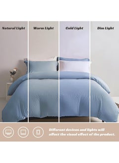 INFOSUN Duvet Cover Set King Size 4 Pcs, Include 1 Quilt Cover 220 x 240cm & 2 Pillow Cases 48 x 74cm & 1 Bedsheet 235 x 250cm, Super Soft Quality Cotton Bedding Set, NO Comforter - Blue Grey  - Image 2