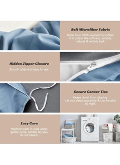 INFOSUN Duvet Cover Set King Size 4 Pcs, Include 1 Quilt Cover 220 x 240cm & 2 Pillow Cases 48 x 74cm & 1 Bedsheet 235 x 250cm, Super Soft Quality Cotton Bedding Set, NO Comforter - Blue Grey  - Image 5