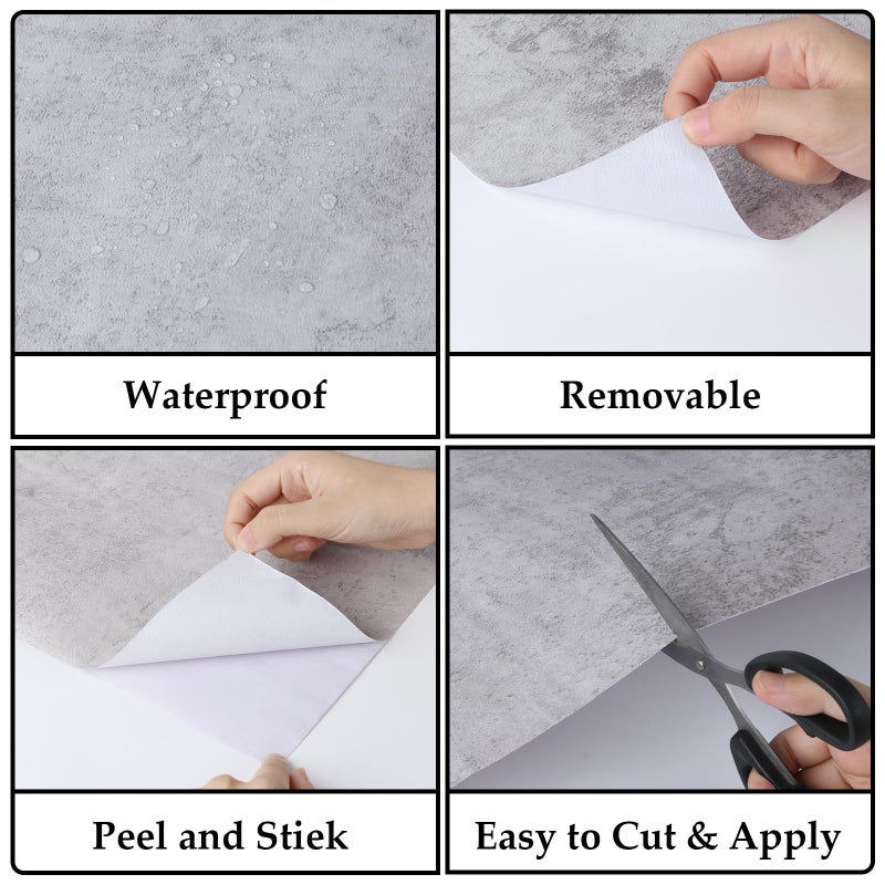 SYYKDEF Gray Concrete Wallpaper, Peel and Stick Vinyl Cement Concrete Contact Paper for Walls Cabinets, 15.7 x 118 Inch Waterproof Removable Textured Wallpaper - Image 5