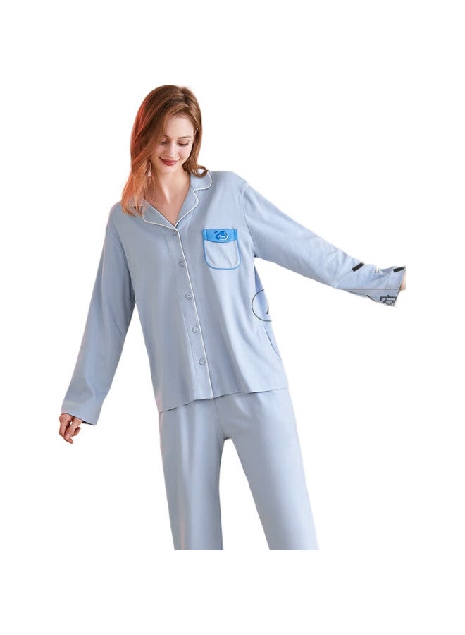 Fenton Mingxing Fan Chengcheng Same Style Anti-Mite Pure Cotton Pajamas, Women'S Autumn And Winter Long-Sleeve Men'S Loungewear Set - Image 2