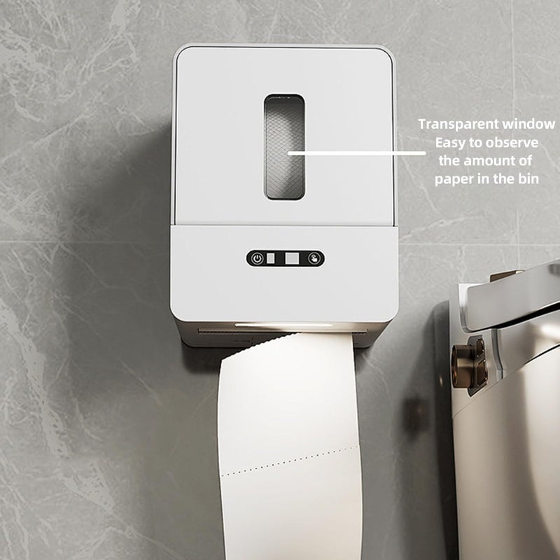 موزع مناشف ورقية مستشعر بدون لمس مع ضوء ليلي 3 إعدادات طول مثبت على الحائط باللون الرمادي - Image 5