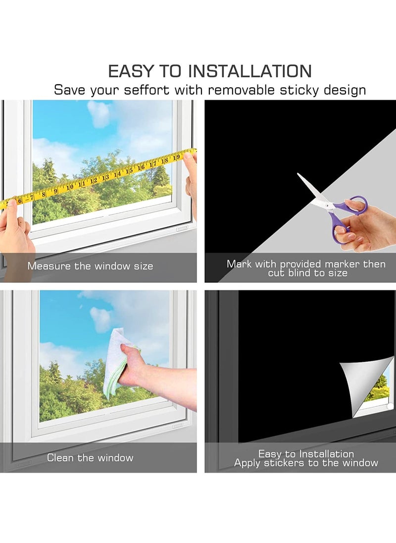 Alruht - DIY Blackout Curtains with Self Adhesive Fasteners, Portable Blackout Curtain for Bedroom Nursery and Attic, 78*57 inch - Image 1