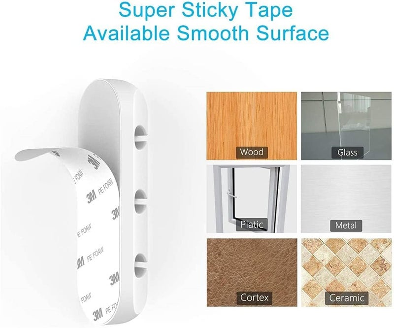 Cable Organizers, Wire Clips, 5PCS Cord Holder for Desk, Car, Phone Charging, USB Cable, Earphones, Network Cable, Anti-Winding Table Tidy, White - Image 5