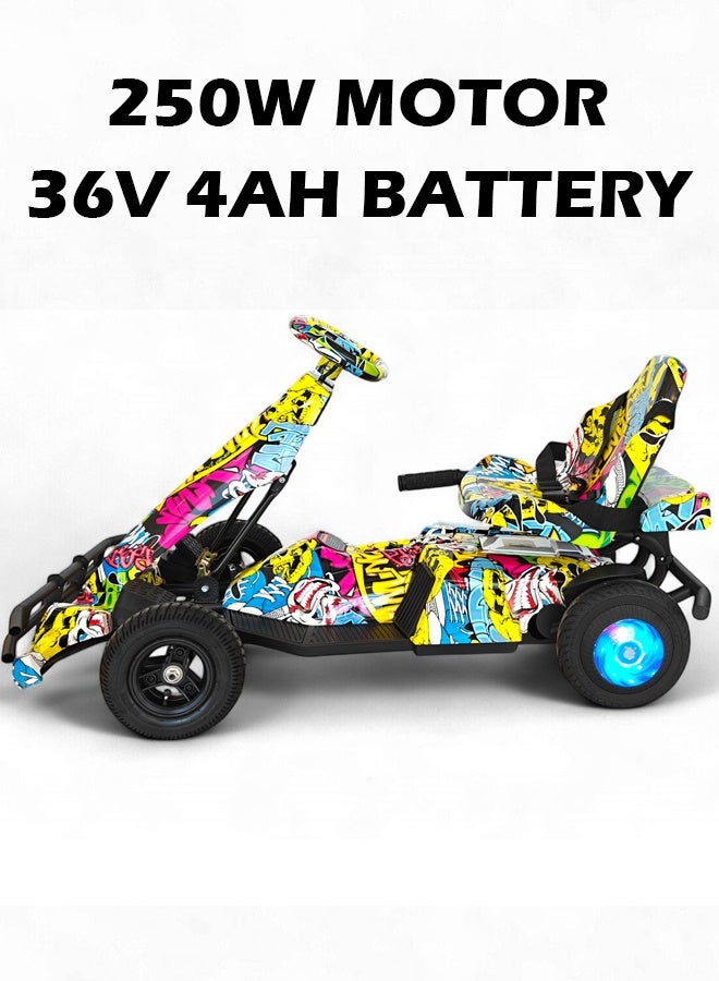 حصان الريح سيارة جو كارت كهربائية للأطفال بمحرك 250 واط، بطارية 36 فولت 4 أمبير، سرعة 20 كم/ساعة، إطارات 8 بوصة، إطار من سبائك الصلب، زر الرجوع للخلف، عجلات LED، وقت ركوب 35 دقيقة، سيارة سباق 4 عجلات للأطفال، لعبة ركوب - Image 2