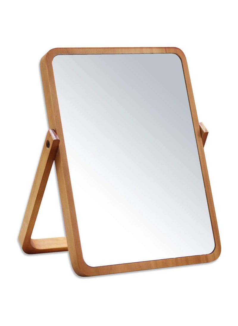 Arabest Wood Table Vanity Makeup Mirror, 360 Degree Swivel Mirror Single-Sided Makeup Table Mirror, Portable Table Tabletop Mirror, High-Definition Mirrors for Bedroom Living Room and Makeup Desk  - Image 1