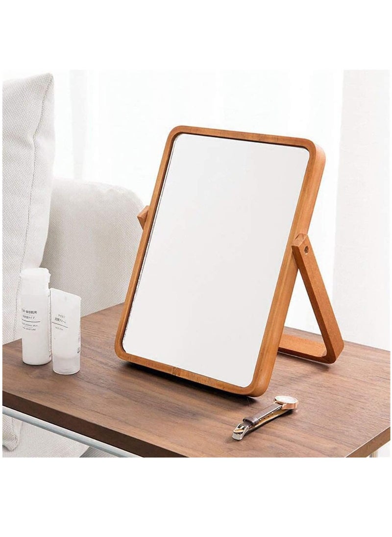 Arabest Wood Table Vanity Makeup Mirror, 360 Degree Swivel Mirror Single-Sided Makeup Table Mirror, Portable Table Tabletop Mirror, High-Definition Mirrors for Bedroom Living Room and Makeup Desk  - Image 5