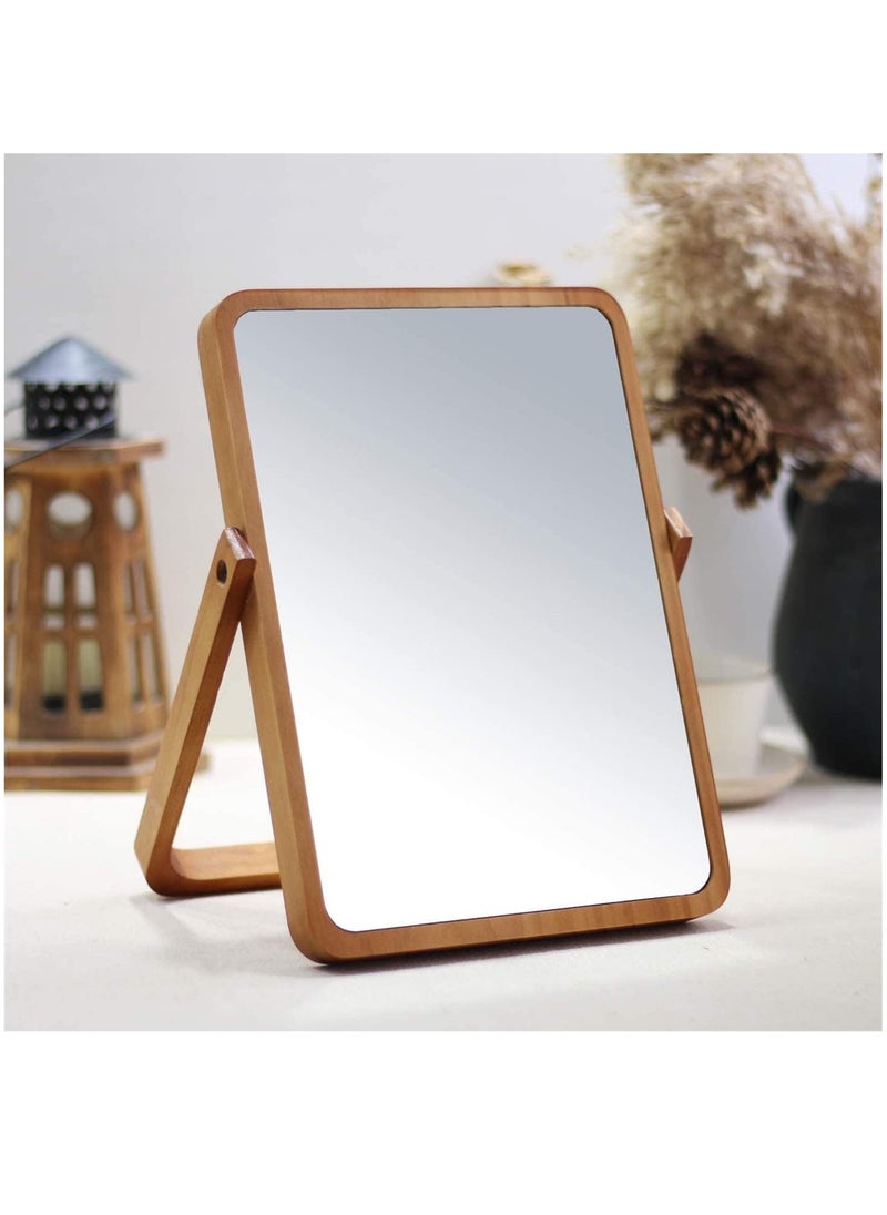 Arabest Wood Table Vanity Makeup Mirror, 360 Degree Swivel Mirror Single-Sided Makeup Table Mirror, Portable Table Tabletop Mirror, High-Definition Mirrors for Bedroom Living Room and Makeup Desk  - Image 4