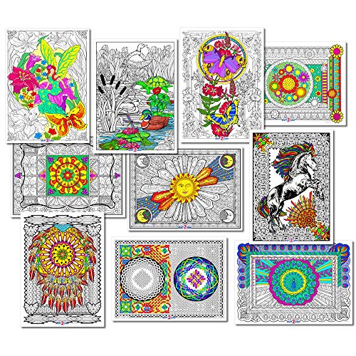 Stuff2Color Line Art Coloring Bundle - 10 Coloring Posters - Best Sellers Pack #1 - (Beautiful Art Printed on Heavy Cardstock - Excellent Coloring Project for Groups and Individuals) - Image 4