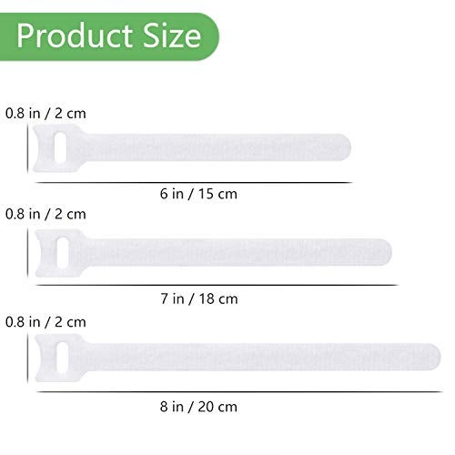 Pasow 60pcs Fastening Microfiber Cloth Cable Ties Wire Management (6/7/8 Inch, White) - Image 2