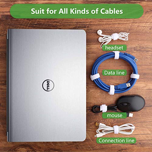 Pasow 60pcs Fastening Microfiber Cloth Cable Ties Wire Management (6/7/8 Inch, White) - Image 3