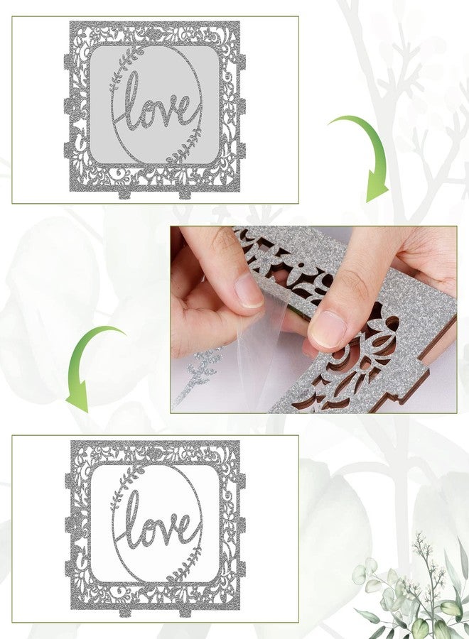 OurWarm Sliver Wedding Card Box with Lock, Wood Gift Card Box Holder with Clear Window and String Light - Image 5