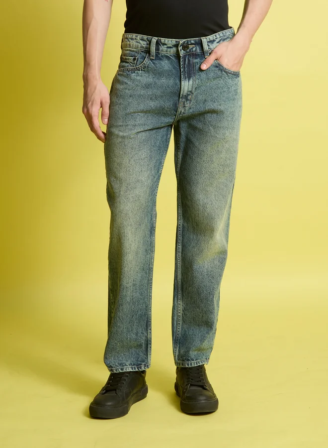 Styli Men Relaxed Fit Faded Jeans By Bene Kleed