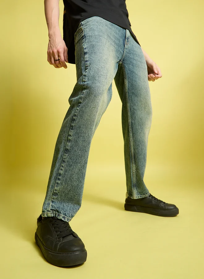 Styli Men Relaxed Fit Faded Jeans By Bene Kleed