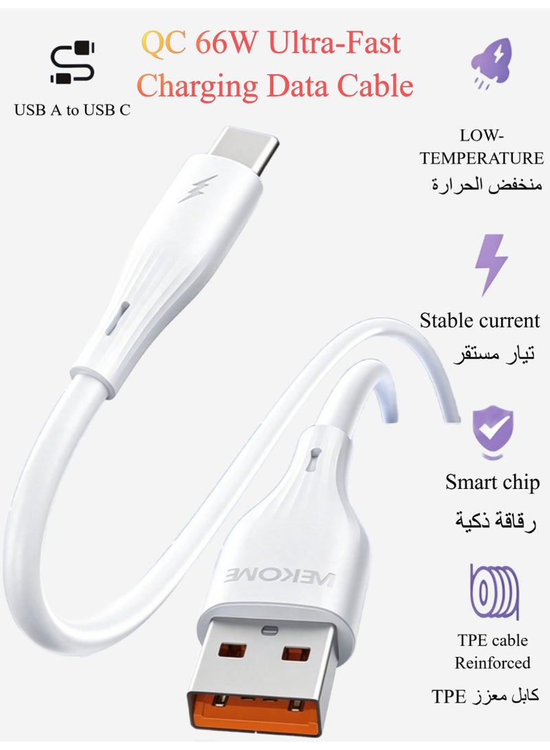 WEKOME 66W Max Fast Charging USB‑A to Type‑C Cable, Reinforced PVC Cord with Smart Chip, 480Mbps High Speed Data Transfer - Image 1