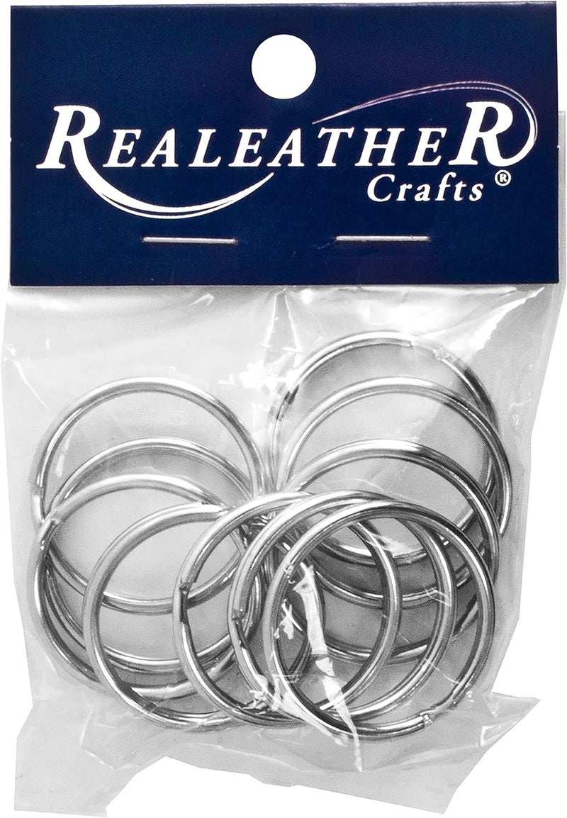 Realeather Crafts BKR12510 Split Key Rings 10 Pack 125 Nickel - Image 1