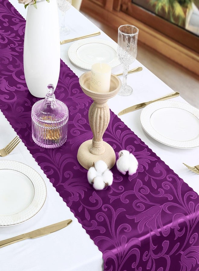 Eychei 6 Pack Purple Satin Table Runner 12 x 108 Inch Long, Bright Smooth Damask Table Runner, Silky Jacquard Dinner Table Runner Decorations for Weddings, Banquet, Birthday Parties, Graduations - Image 4