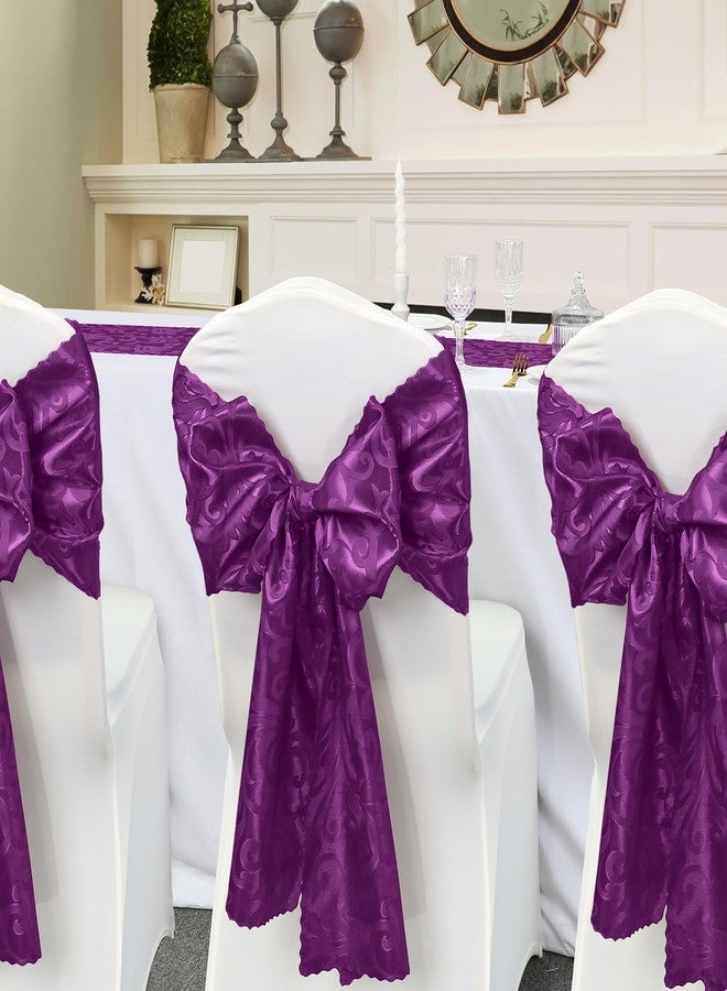 Eychei 6 Pack Purple Satin Table Runner 12 x 108 Inch Long, Bright Smooth Damask Table Runner, Silky Jacquard Dinner Table Runner Decorations for Weddings, Banquet, Birthday Parties, Graduations - Image 5