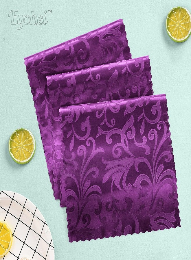 Eychei 6 Pack Purple Satin Table Runner 12 x 108 Inch Long, Bright Smooth Damask Table Runner, Silky Jacquard Dinner Table Runner Decorations for Weddings, Banquet, Birthday Parties, Graduations - Image 2