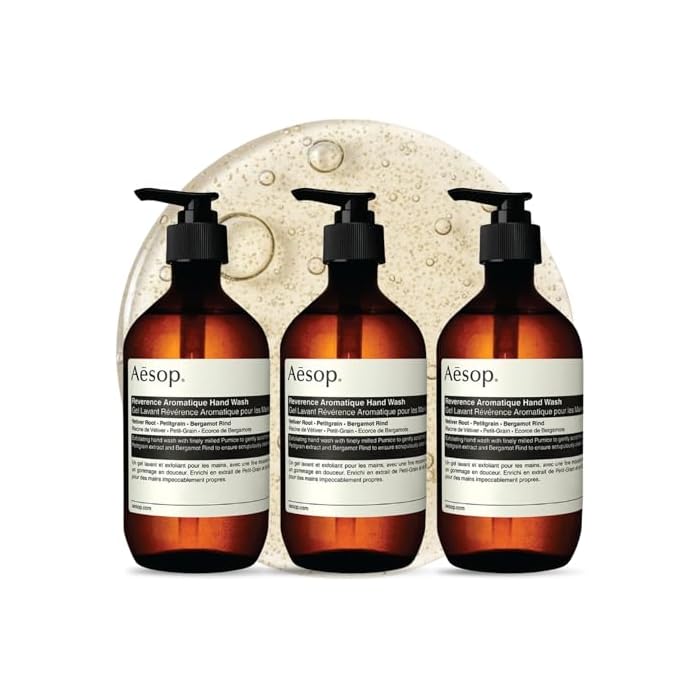 Aesop Reverence Aromatique Exfoliating Hand Wash | Exfoliating Hand Soap with Finely Milled Pumice | Gentle Cleanser & Skin-Smoothing Formula with Vetiver, Petitgrain & Bergamot | 500mL / 16.9 oz