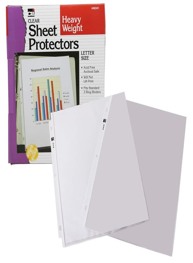 Charles Leonard Sheet Protectors, Top Loading with Binder Holes, 3.3 Mils Heavy Weight, Letter Size, Clear, 100-Pack (48341) - Image 1