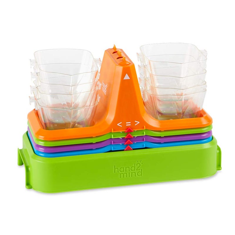 hand2mind Colorful Nestable Bucket Balance, Clear Double Bucket Balance Scale for Liquids and Solids, Easy to Assemble Kids Scale, Space Saving Storage Base, Balance Scale for Classroom (Set of 4) - Image 4