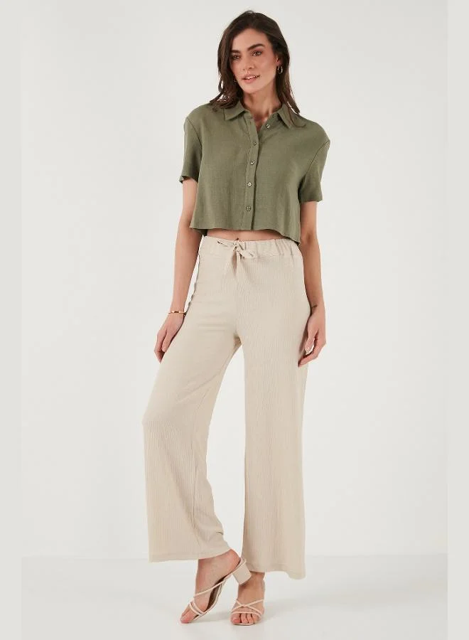 Lela Lela Waist-Tied Relaxed Cut Crinkle Fabric Trousers Women's TROUSERS 5869016