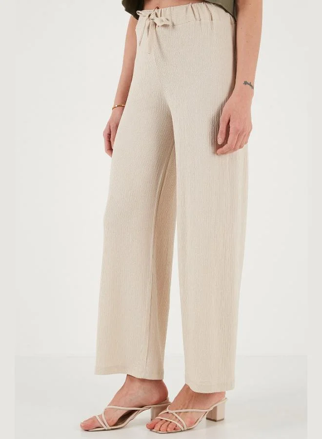 Lela Lela Waist-Tied Relaxed Cut Crinkle Fabric Trousers Women's TROUSERS 5869016