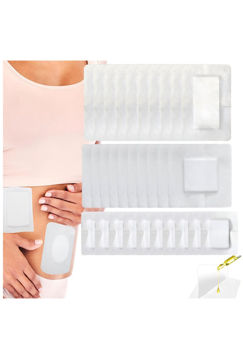 Loucky 30 Pcs Castor Oil Pack Wrap, Disposable Castor Oil Patch - Leak-Proof Self-Adhesive Patches with Gentle German Glue, 3 Sizes for Belly, Waist, Neck, Joints & Back, Organic Cotton Pads(30pcs without oil) - Image 1