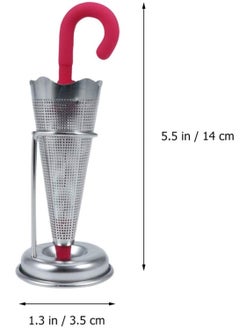 SYOSI Loose Tea Infuser Stainless Steel Creative Umbrella Tea Ball Infuser Reusable Leaf Filter Tea Strainer Ball Kitchen Making Tea Tool Spice Strainer ​Infuser Seasoning Ball Tea Interval Diffuse, Red  - Image 4
