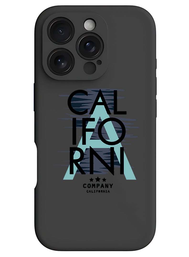 Theodor iPhone 16 Pro Black Protective Slim Fit Case Liquid Silicone Cover with Full Body Protection Anti-Scratch Shockproof Case For iPhone - California Black - Image 1