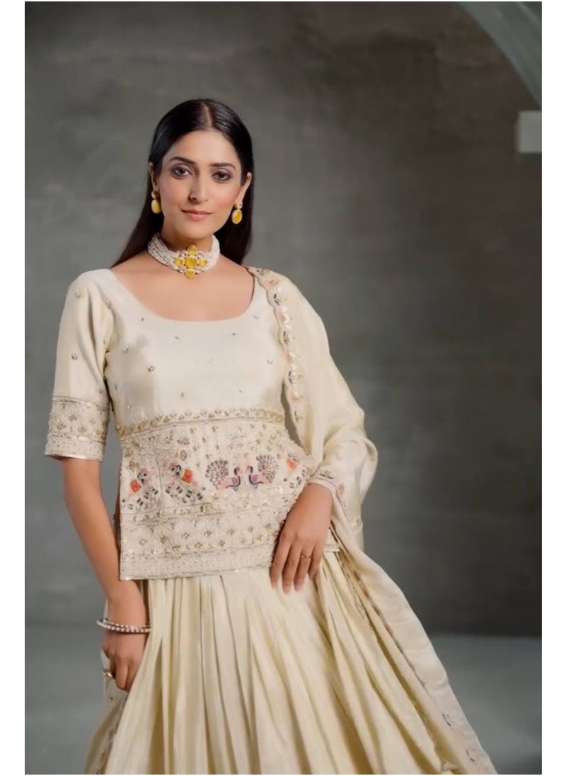 Super Asian Moonlit Muse: Chinnon Embroidered Lehenga Set with 3.5m Flair & Luxe Detailing  - Image 5