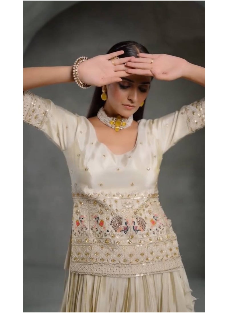 Super Asian Moonlit Muse: Chinnon Embroidered Lehenga Set with 3.5m Flair & Luxe Detailing  - Image 2