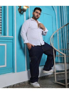 Instafab Plus Men's Chalk White Embossed Micro Check Shirt  - Image 1
