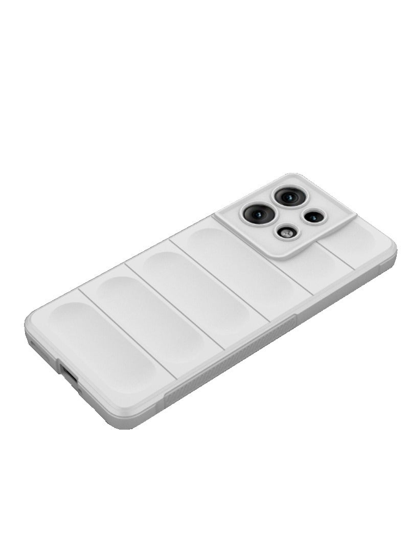 for Motorola Edge 50 5G Case Cover, Heavy Duty 4D Striped Pattern Sensory Soft Silicone Full Portection Shockproof Phone Case for Motorola Edge 50 5G, White 